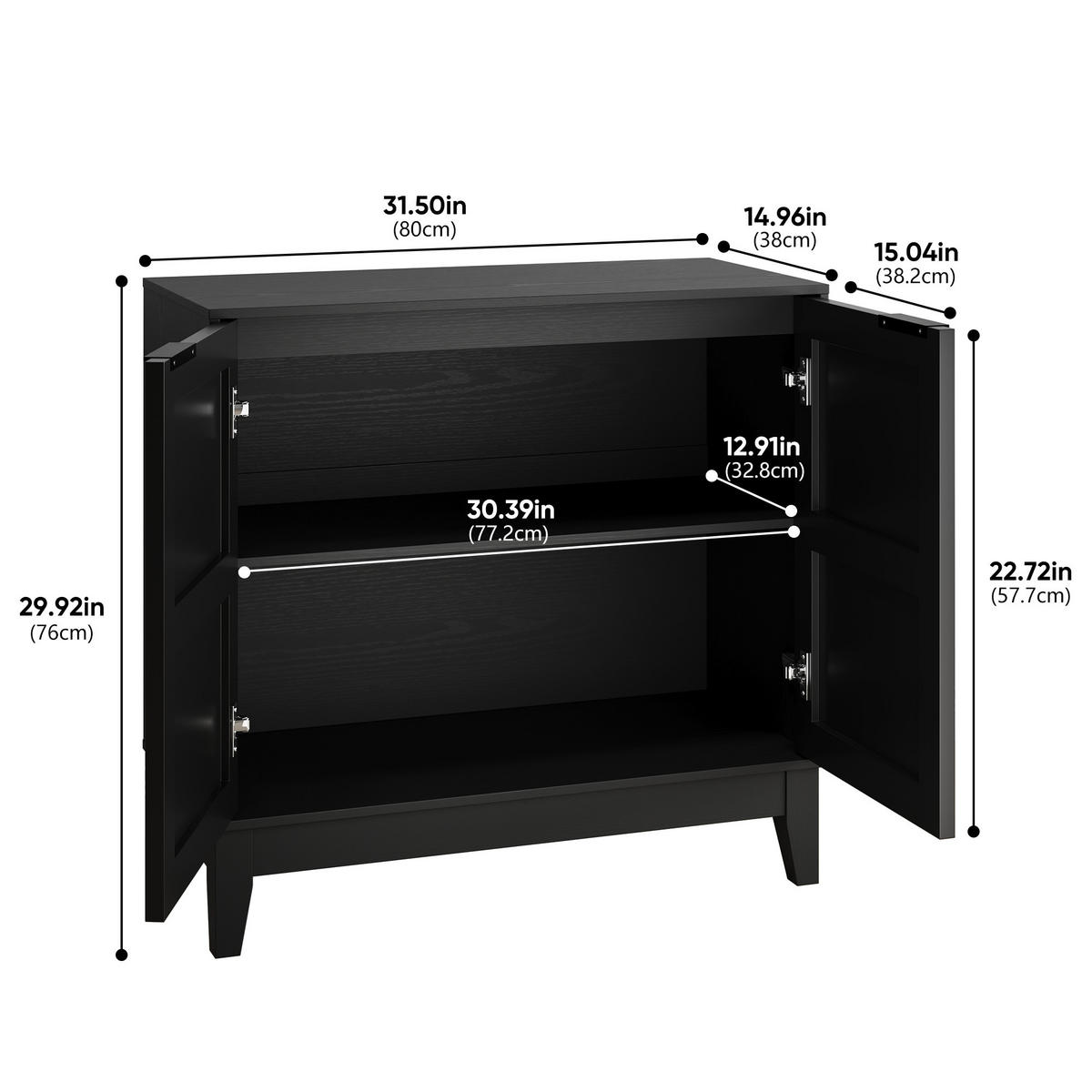 SIDEBOARD mit 2 Türen und verstellbarem Einlegeboden Schwarz - Schwarz, Holzwerkstoff (80/76/38cm) - Meubliv