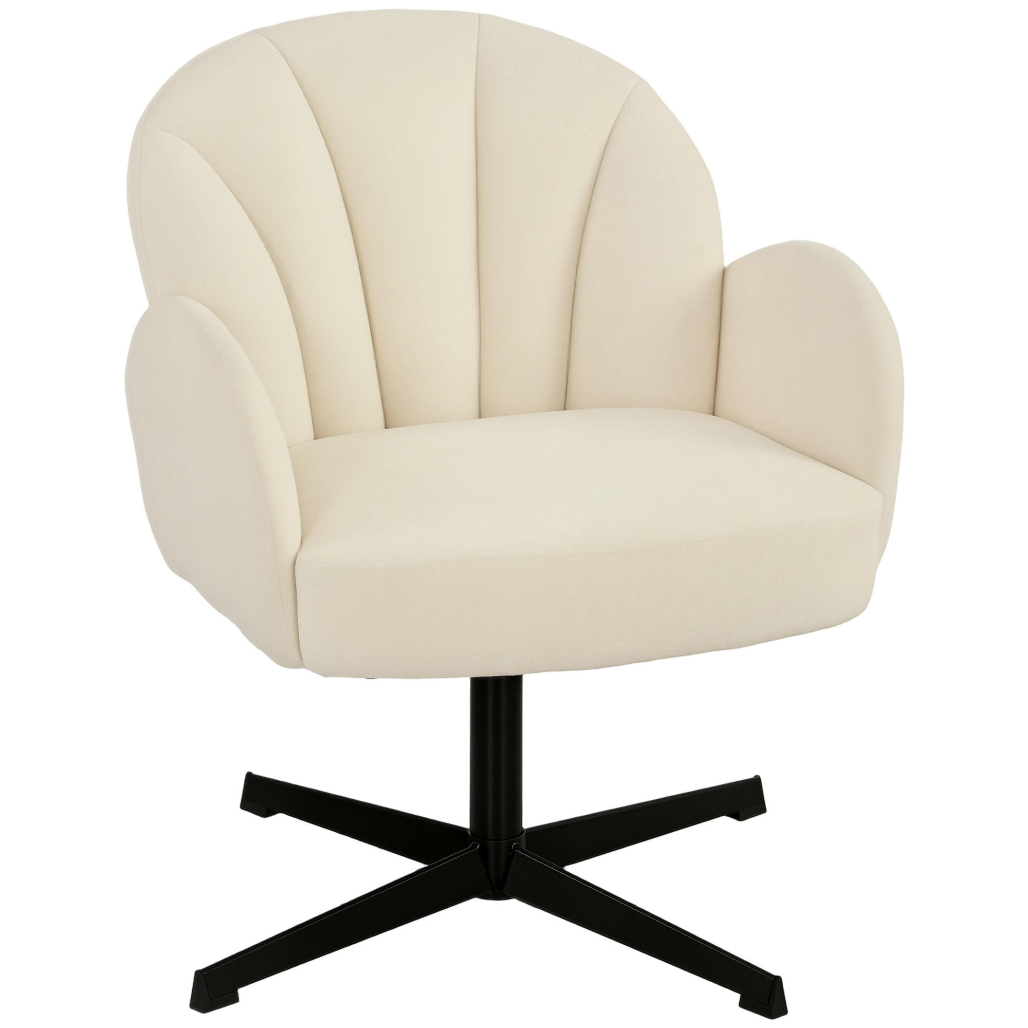 DREHSESSEL DE-13365 Muschelform & Samt Beige - Beige, Metall (64.5/80/68cm) - ComfortXL