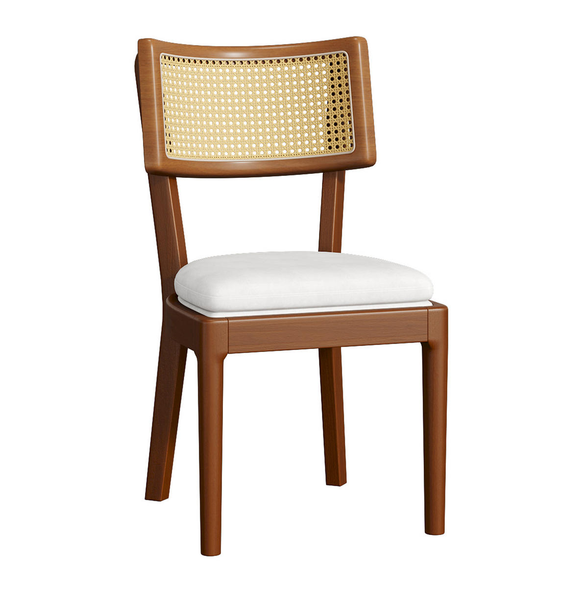 ESSZIMMERSTUHL 4er-Set mit Rattan-Rückenlehne Massivholz Walnut - Braun, Holz (58/88/50.1cm) - Meubliv