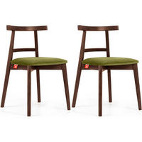 ESSTISCHSTÜHLE LILIO 2 St Vintage, Oliv / mittelbraun - Olivgrün/Braun, Holz/Textil (47/76/45cm) - KONSIMO®