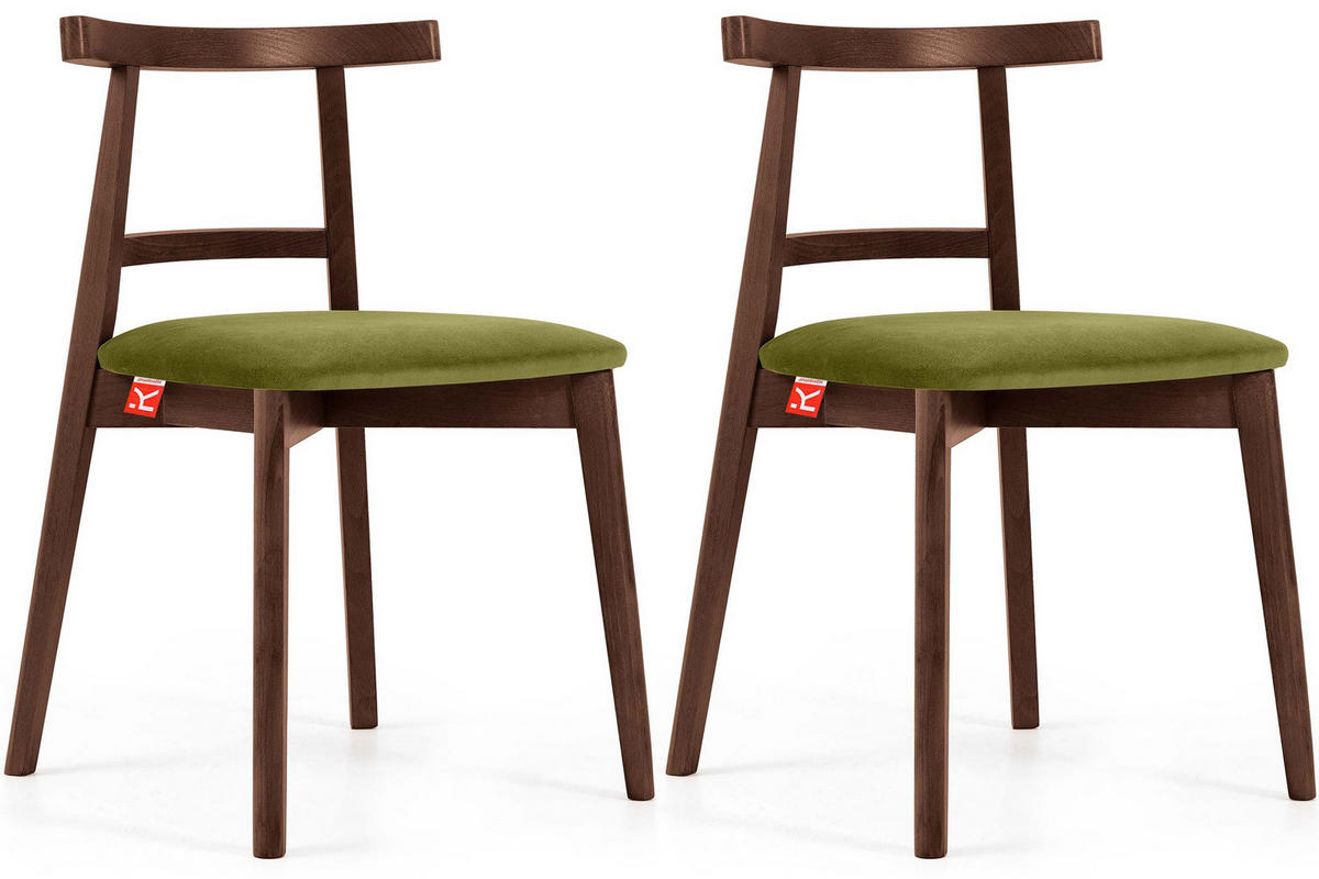 ESSTISCHSTÜHLE LILIO 2 St Vintage, Oliv / mittelbraun - Olivgrün/Braun, Holz/Textil (47/76/45cm) - KONSIMO®