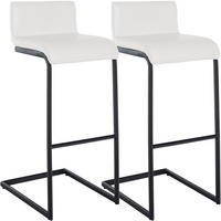 BARHOCKER 2 Lederlook Weiß - Schwarz/Weiß, Textil/Metall (40/96/50cm) - CLP