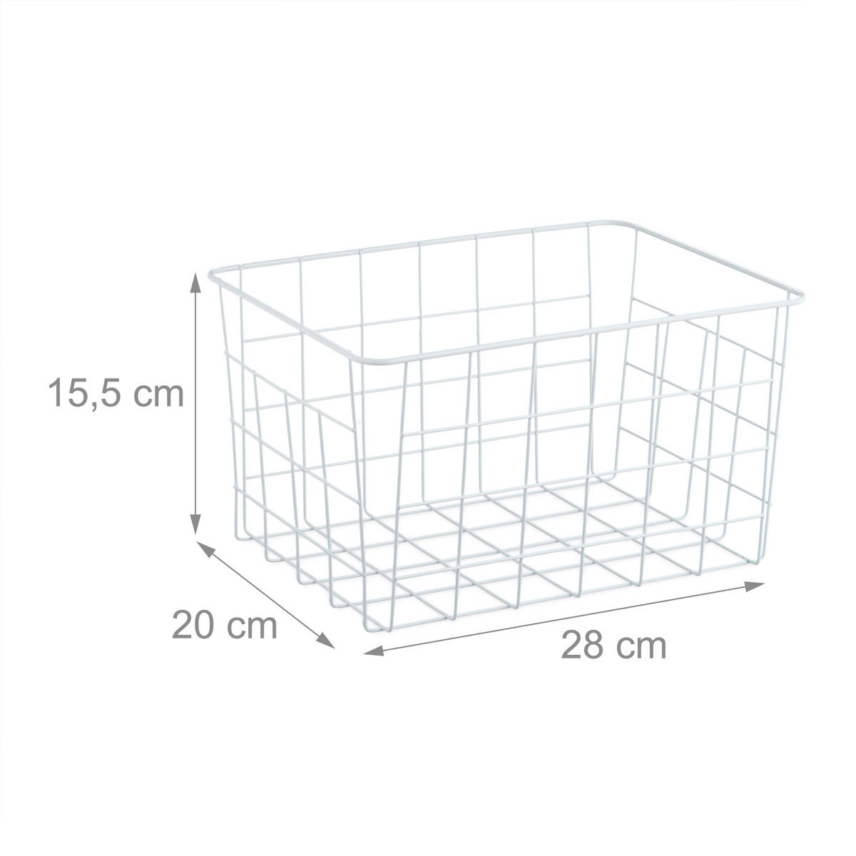 DRAHTKORB Set - Weiß, Metall (28/15.5/20cm) - Relaxdays