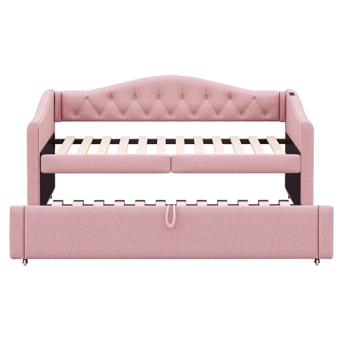 POLSTERBETT 90/200 cm mit USB-Anschluss und Lattenrost in Rosa - Pink, Textil (90/200cm) - BEAOK