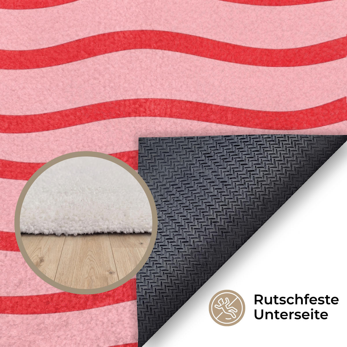 TEPPICH - Verspielt - Muster - Rot - 120x180 cm - Rot, Kunststoff/Textil (120/0.4cm) - OnlyWow