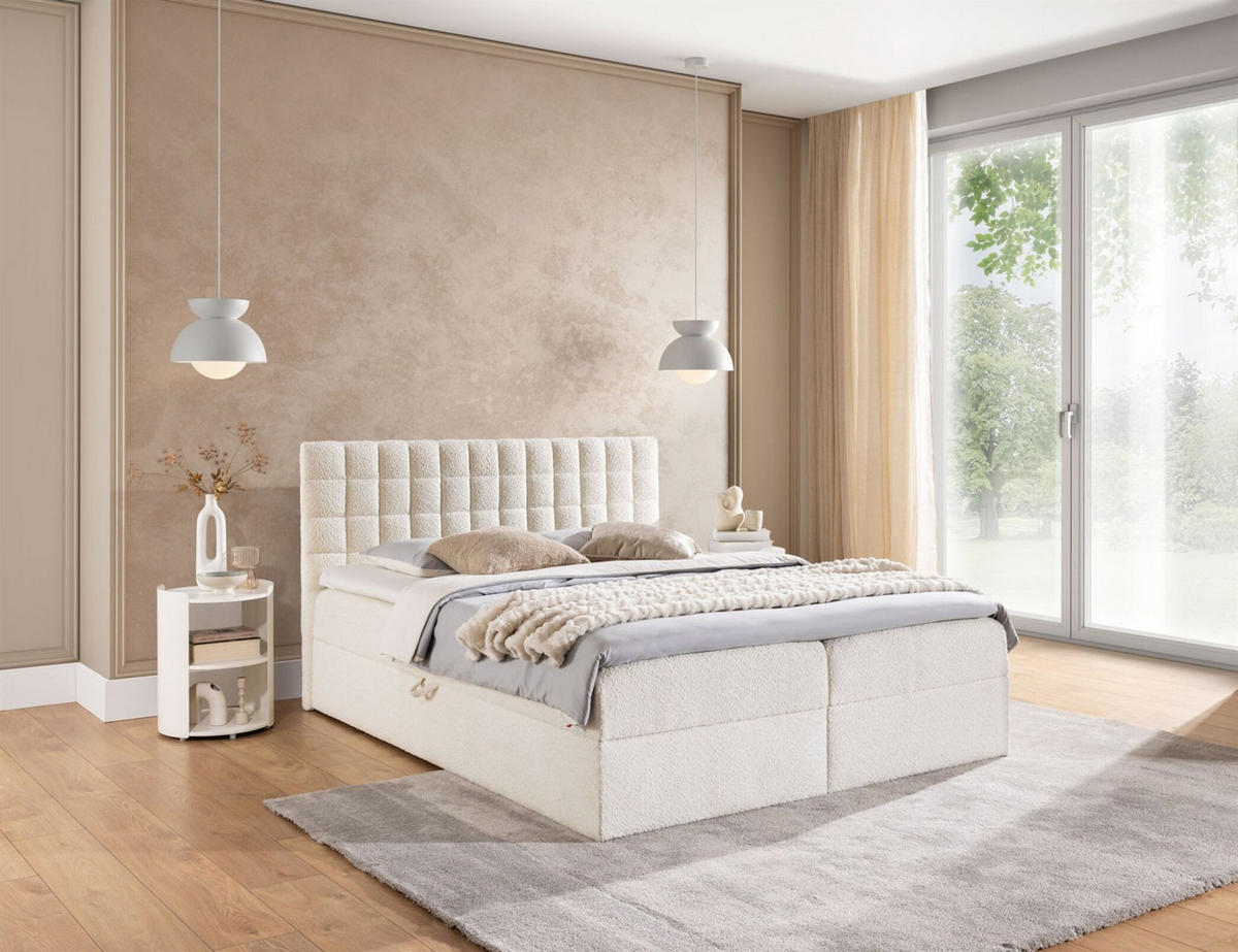 BOXBETT Toribo In überlänge - Creme, Holzwerkstoff/Textil (140/220cm) - Fun Möbel