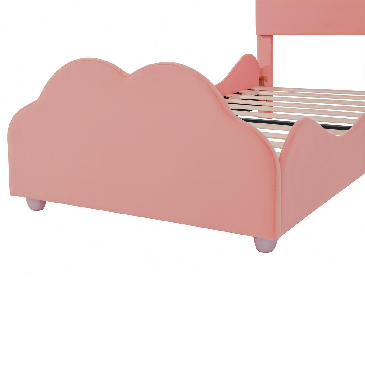 KINDEREINZELBETTEN aus Samt 90x200 cm in Rosa mit Rausfallschutz - Rosa, Textil (90/200cm) - Modfu