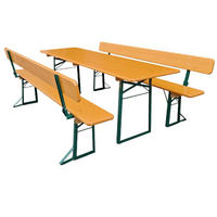 BIERZELTGARNITUR ALPENFEST 3-teilig Mit Rückenlehne 77x220x67cm Fichtenholz Nuss/ Grün - Nussbaumfarben, Holz - CHEFGASTRO