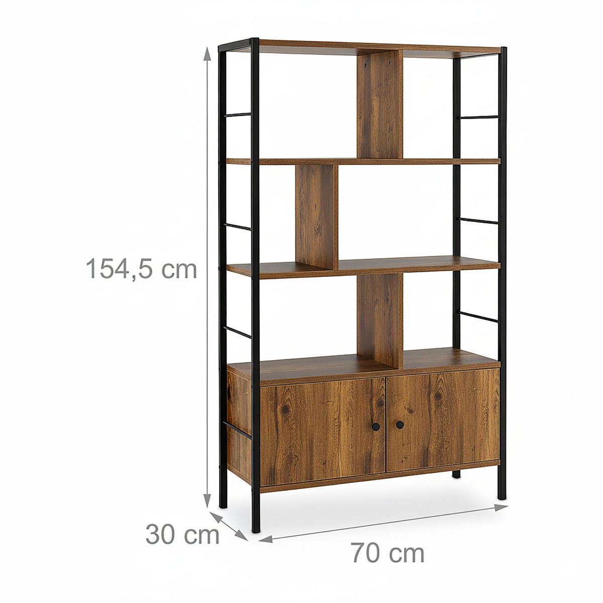 BÜCHERREGAL - Hellbraun, Holzwerkstoff/Metall (74/154.5/30cm) - Relaxdays