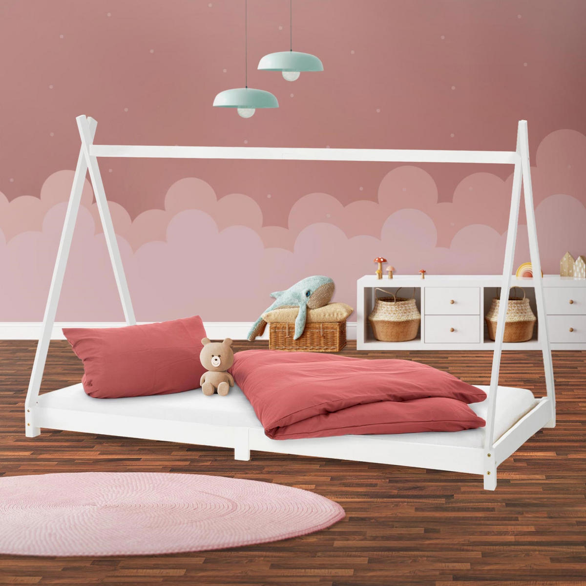 KINDERBETT Tipi 90x200 cm Weiß - Weiß, Holz (90/200cm) - ML-DESIGN