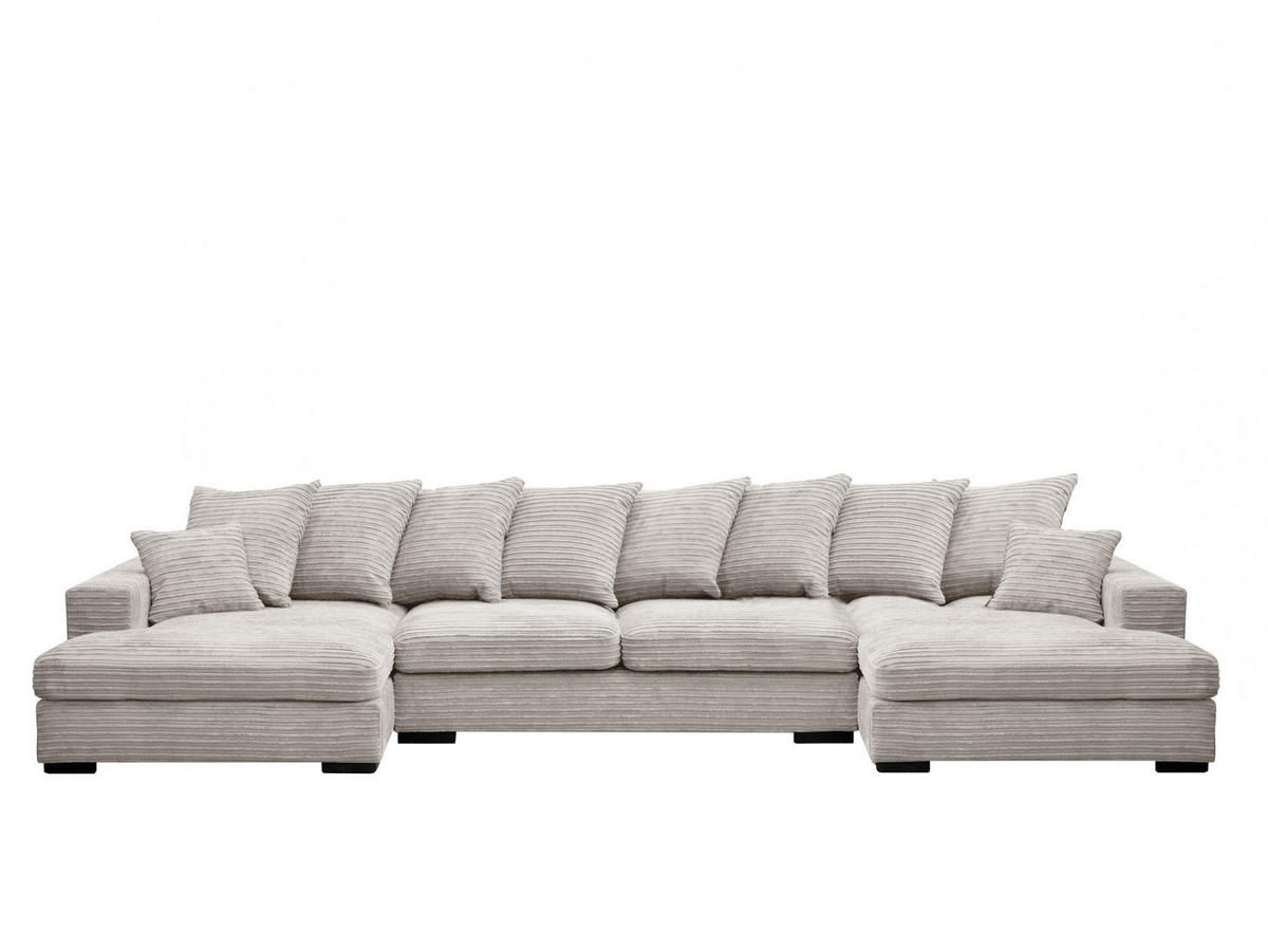 ECKSOFA mit Schlaffunktion und Bettkasten Couch U-form Gabon Stoff Zoom Perle - Beige, Holz (373/155cm) - Kaiser Möbel