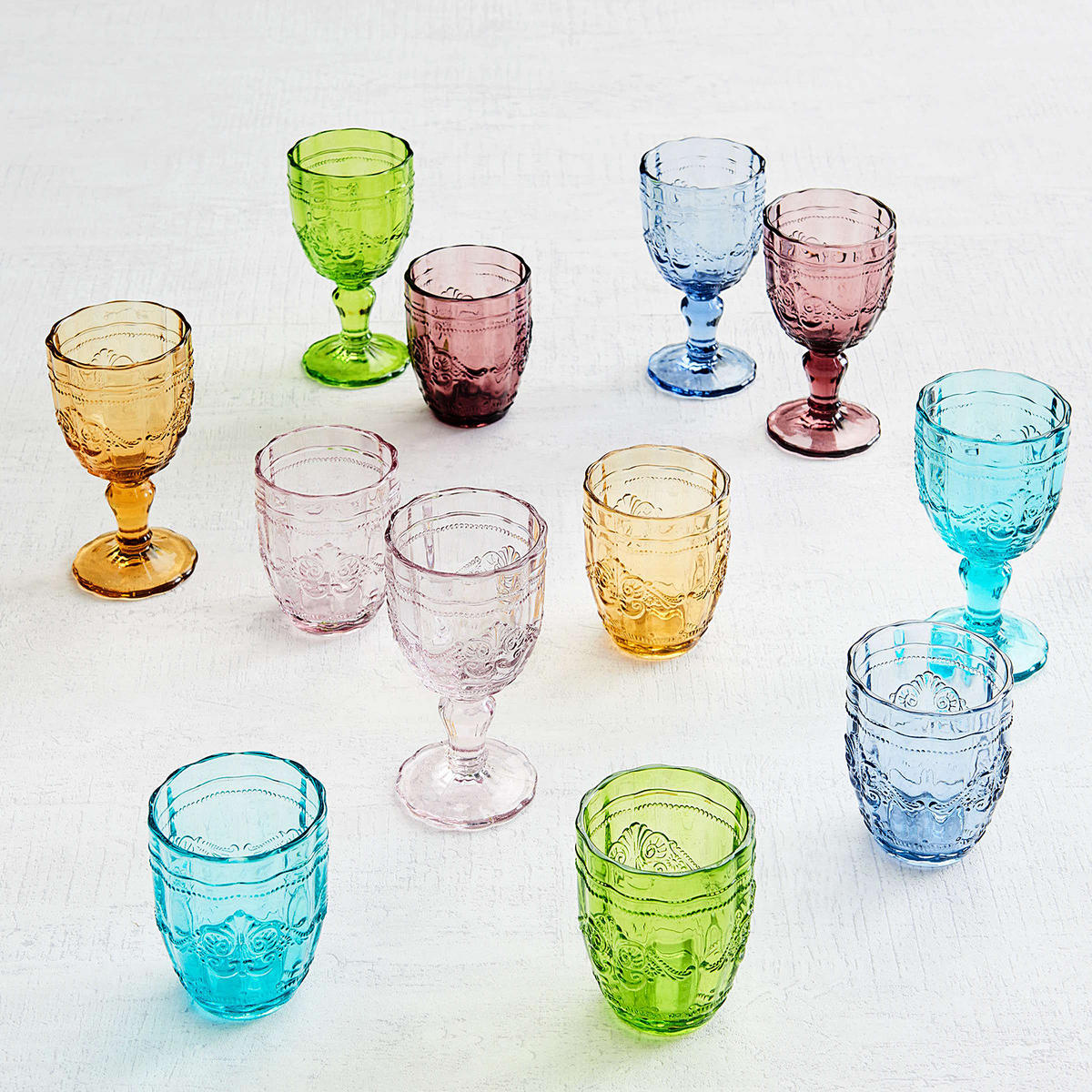 TRINKGLAS (6er Set) Victorian - Blau, Glas (0.23L) - Butlers
