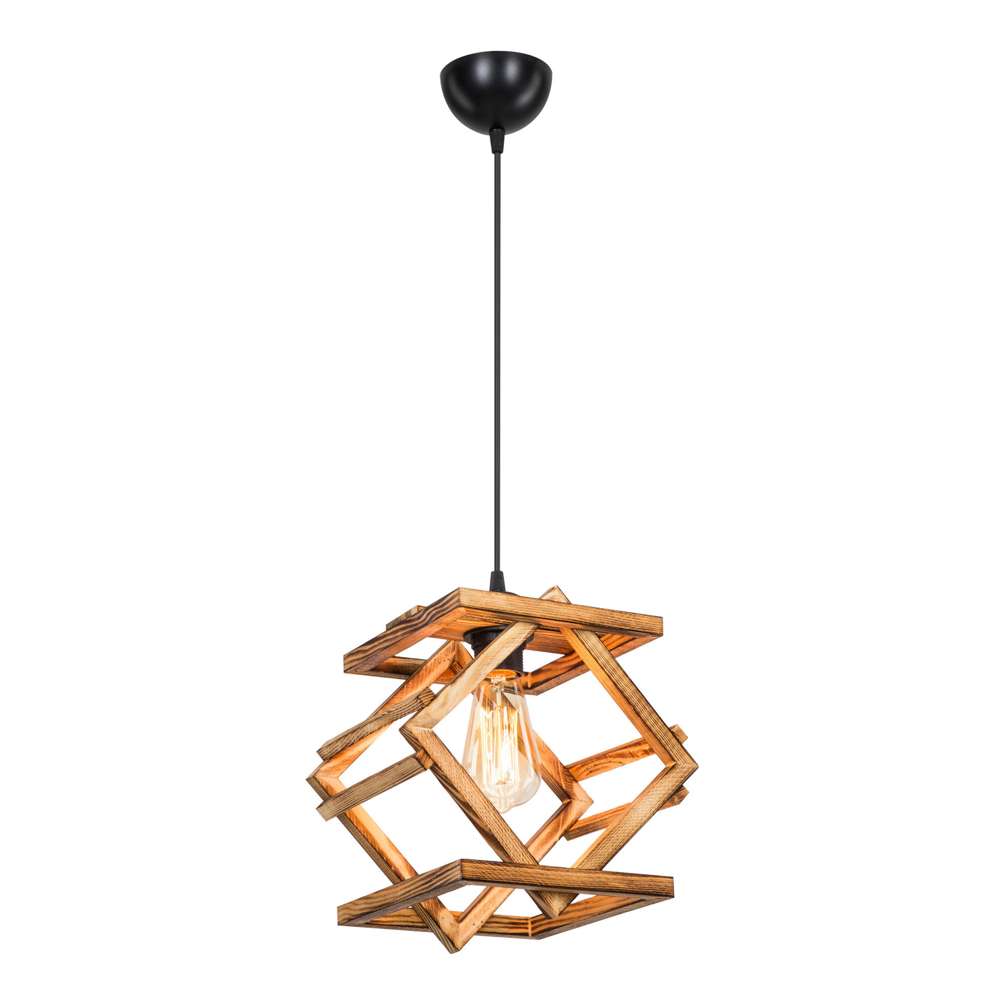HÄNGELEUCHTE Dudley - Schwarz, Holz (26/26/75cm) - lux.pro