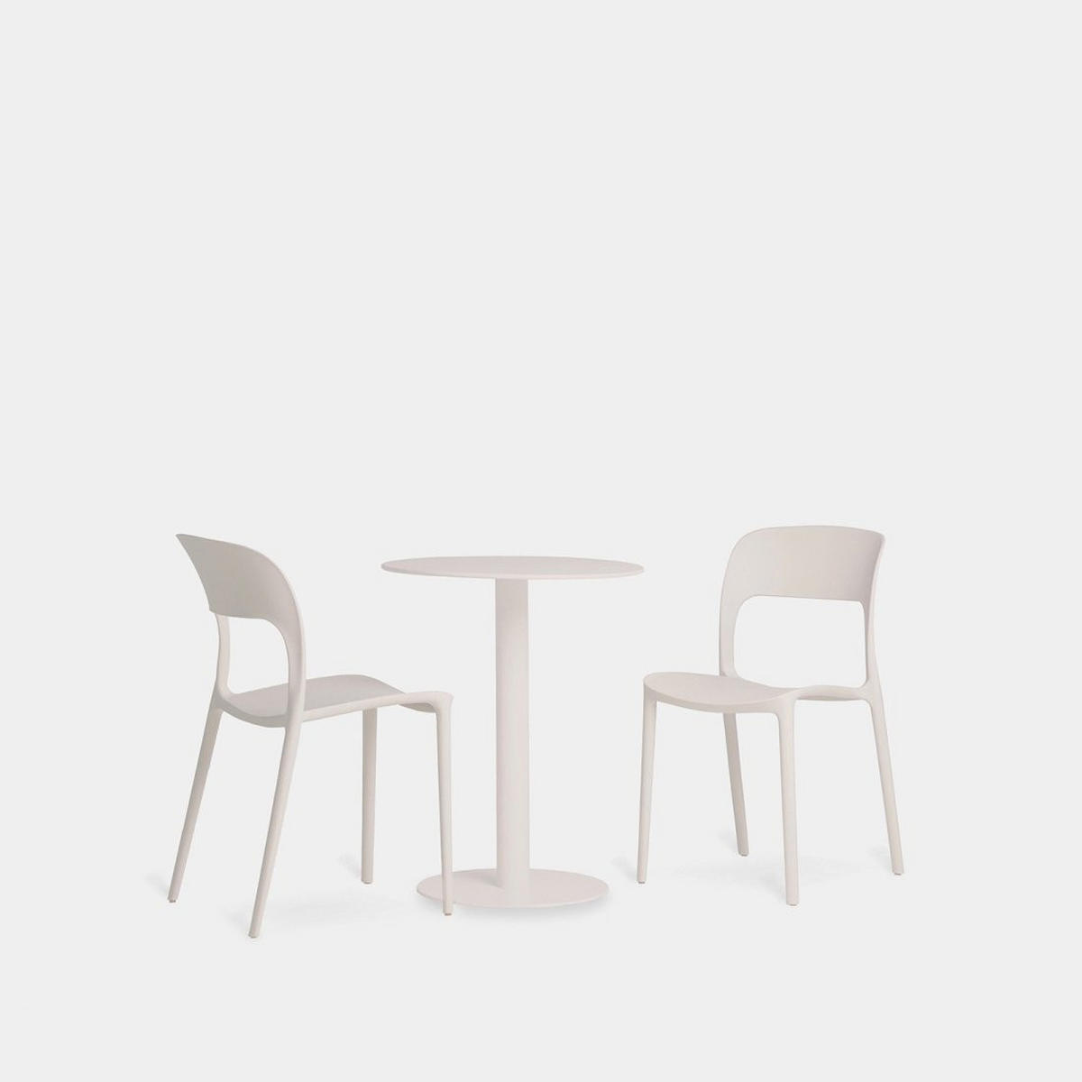 GARTEN-SET mit Tisch und 2 stapelbaren Stühlen in Beige Klint - Beige, Metall - Klast Home