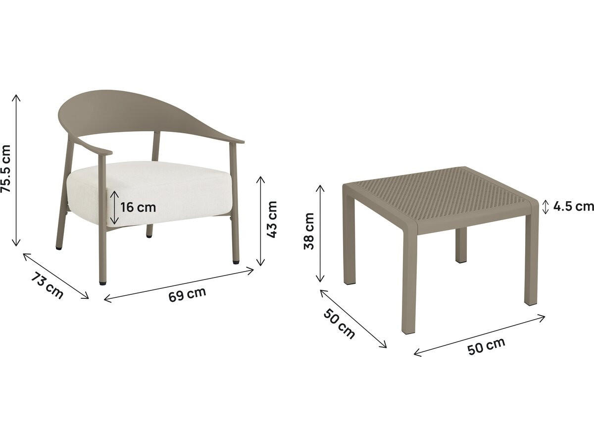 LOUNGEGARNITUR Céora 2-Sitzer Taupe - Taupe, Metall - Habitat Garten