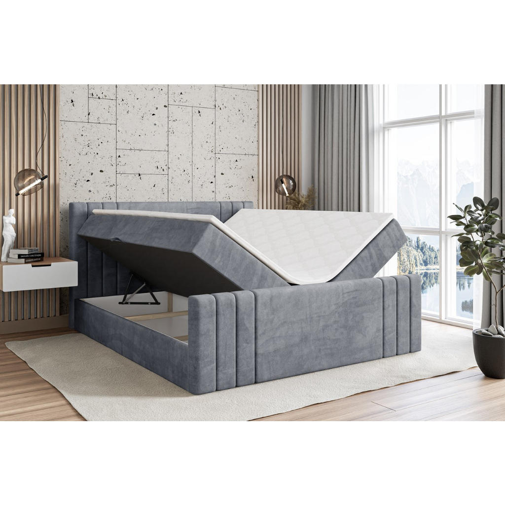 Thumbnail - Altdecor Boxbett, Grau, Holzwerkstoff, Höhe ca. 20 cm, 200x200 cm, Schlafzimmer, Betten, Boxspringbetten