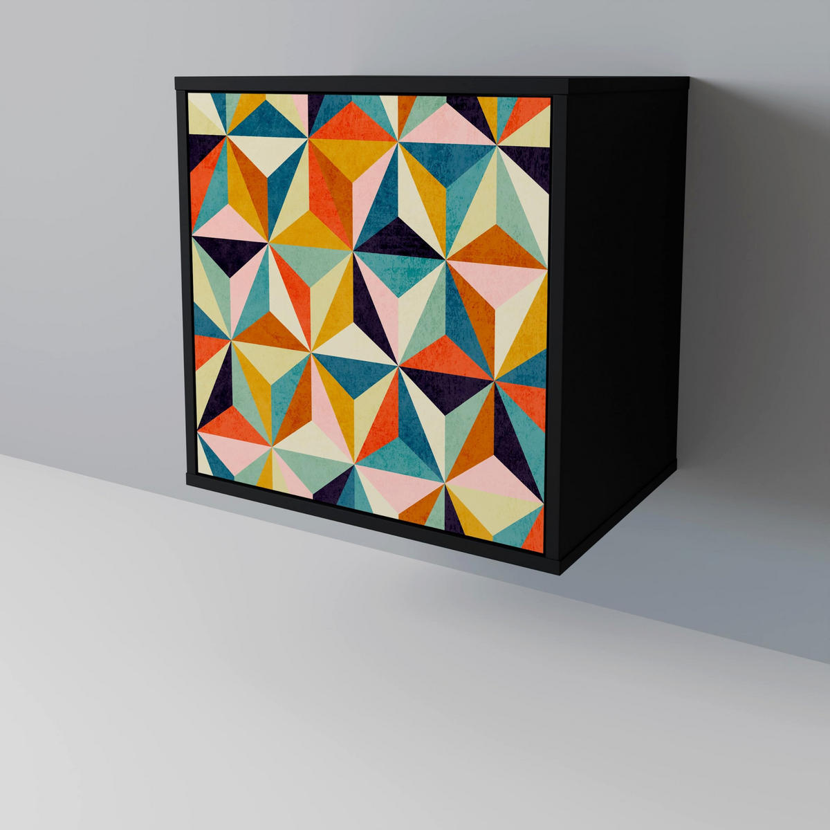SIDEBOARD TESSELATE TREASURES, Schwarz, 57,5x42x67,5 cm, Schwarze Metall-Rahmenfüße - Multicolor/Schwarz, Holzwerkstoff/Metall (57.5/67.5/42cm) - SpaceRebels