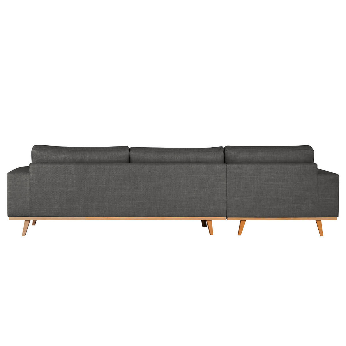 ECKSOFA mit Longchair - Dunkelgrau/Buchefarben, Buchenholz/Textil (281/153cm) - home24