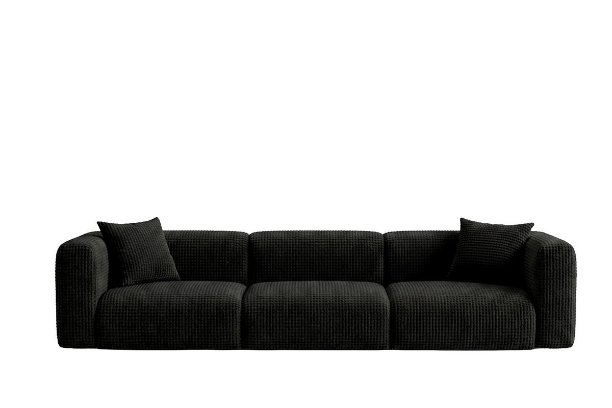 SOFA 3-Sitzer, Chenille-Stoff Cremona, Anthrazit, GRETA - Anthrazit, Holz (319/70/89cm) - Kaiser Möbel