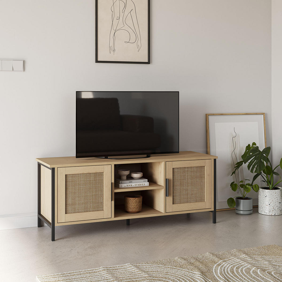 TV-ELEMENT Cruz 2 Türen Eiche farbe - Honigeiche, Holzwerkstoff (120/48/40cm) - VS Venta-stock