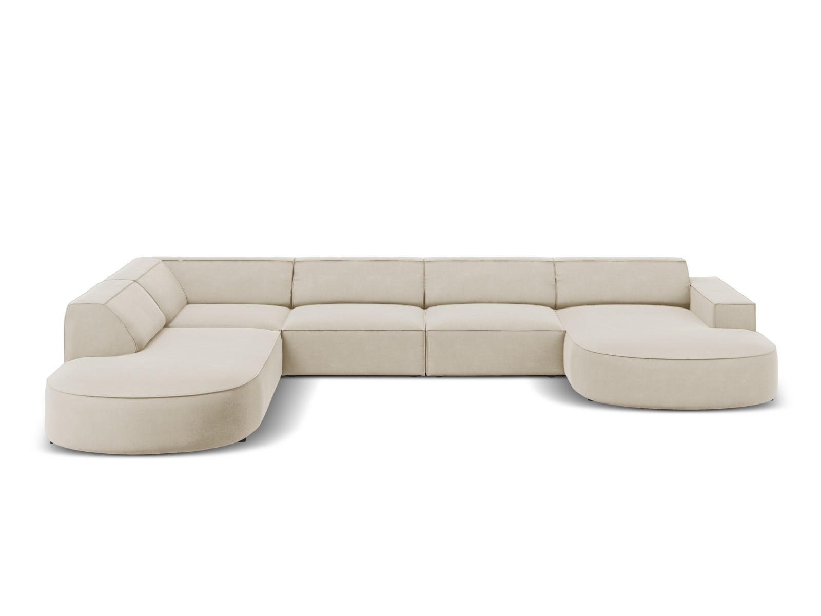 PANORAMASOFA links Jodie aus Samt dunkelbeige 7 Sitzplätze - Mokka, Textil (262/70/364cm) - Micadoni