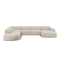PANORAMASOFA links Jodie aus Samt dunkelbeige 7 Sitzplätze - Mokka, Textil (262/70/364cm) - Micadoni