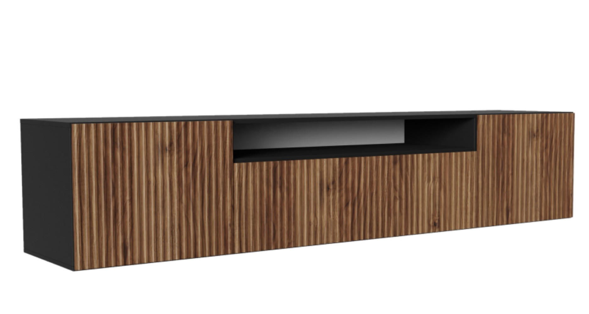 TV-SCHRANK Schwarz NOELI Hängend Mit Gerillten Fronten - Braun, Holzwerkstoff (200/40/41cm) - Sepro Meble