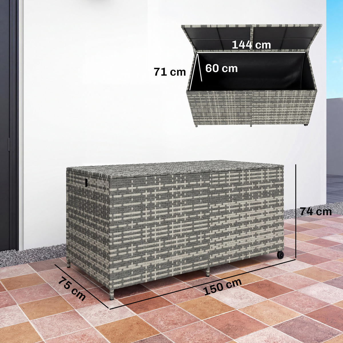KISSENBOX DE-13708 650 Liter mit wasserdichtem Reißverschlussfutter - Grau, Metall (75/74/150cm) - ComfortXL