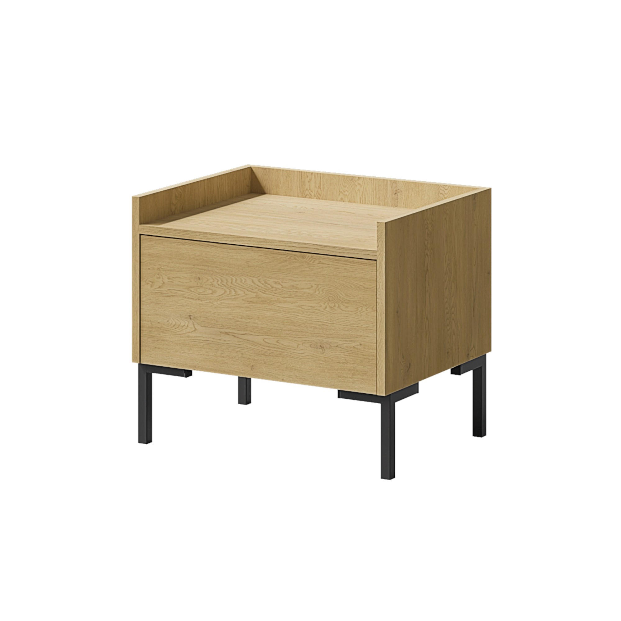 NACHTTISCH auf Beinen Liam 50 Cremona-Eiche - Eichefarben/Schwarz, Holzwerkstoff/Metall (52/45/41cm) - mzm24