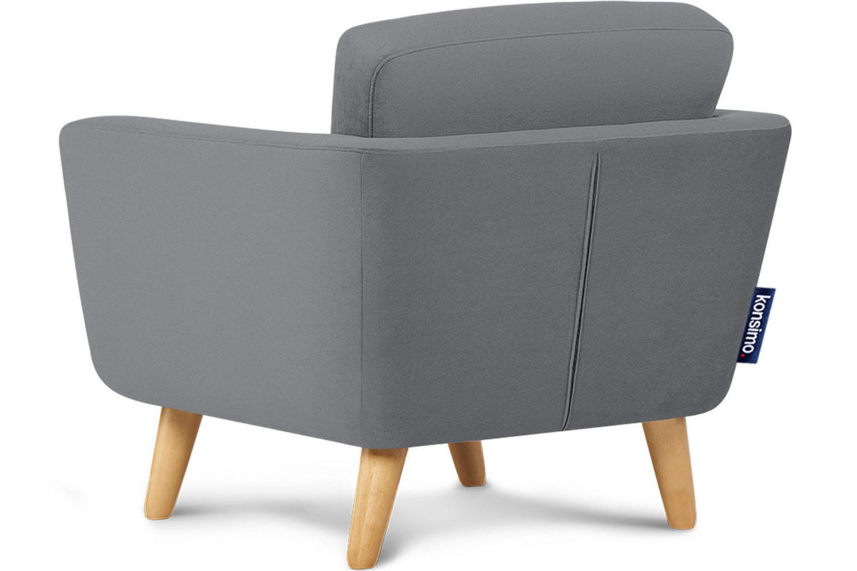 SESSEL TAGIO Massivholz-Beine, grau - Braun/Grau, Buchenholz/Textil (86/80/88cm) - KONSIMO®