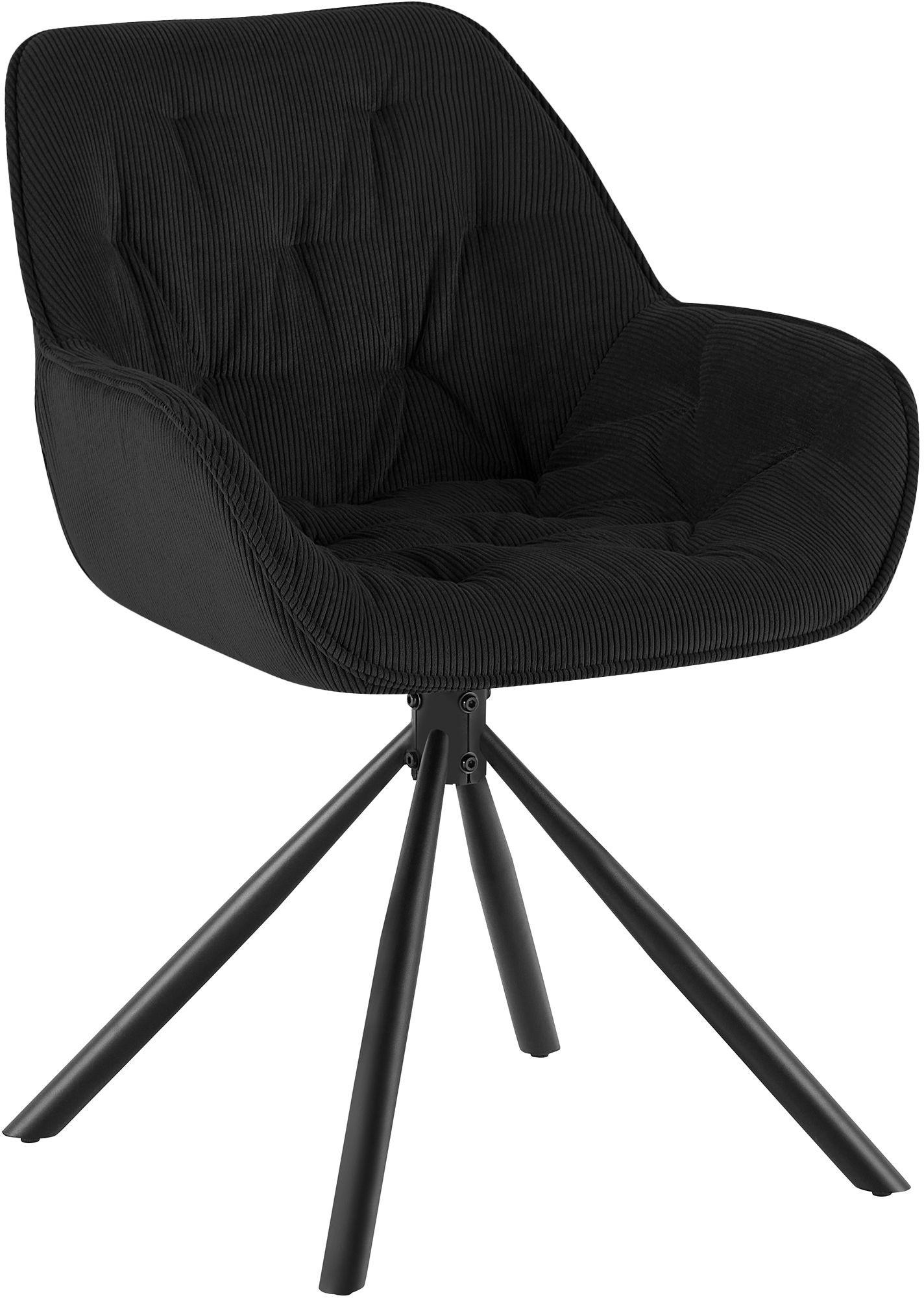 ARMLEHNENSTUHL Cord Schwarz - Schwarz, Textil/Metall (56/82/62cm) - CLP