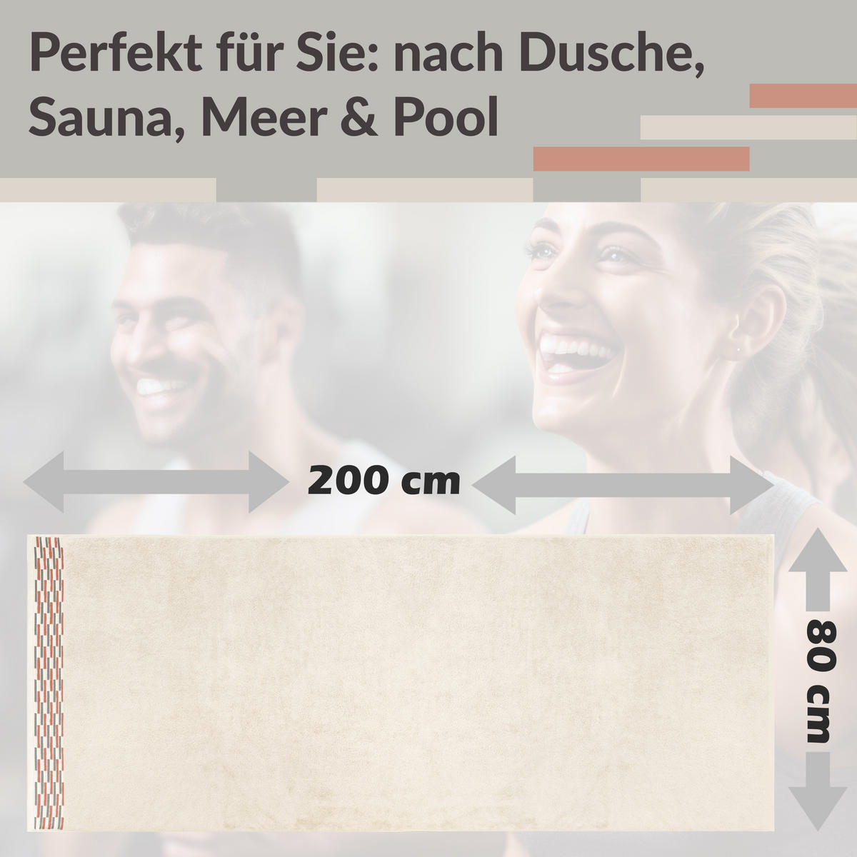 SAUNATUCH Lugano Natur 80x200 cm - Naturfarben, Textil (80/200cm) - Lashuma