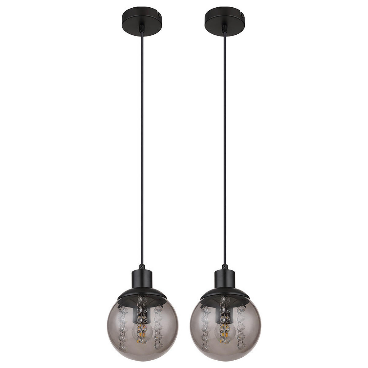 HÄNGELEUCHTE Richard Glas Schwarz 2er Set - Schwarz, Glas (15/15/150cm) - Globo Lighting