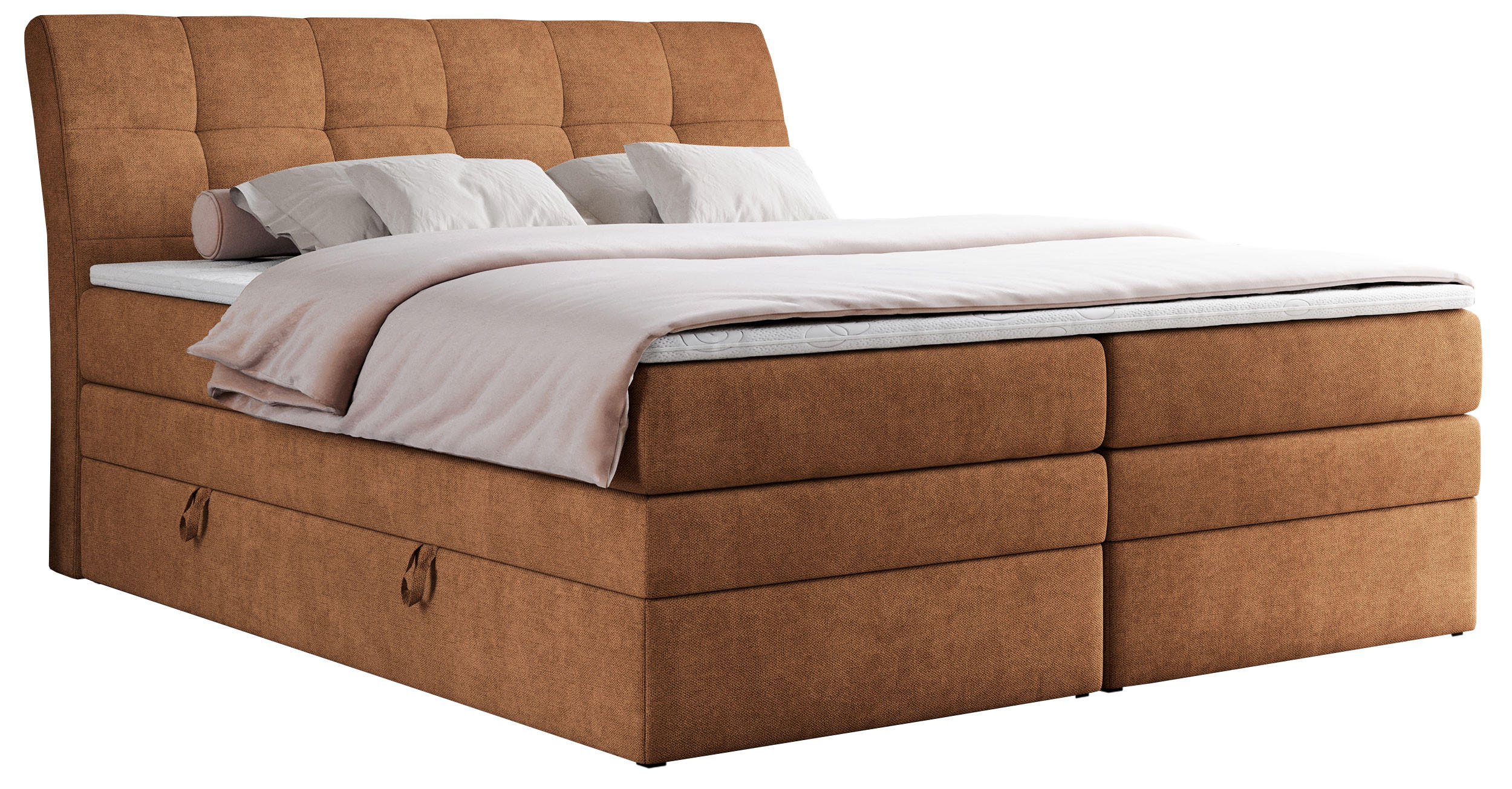 BOXSPRINGBETT GOLD-10 KING 180/200 Orange Struktur - H3 - Orange, Holz/Textil (180/200cm) - MKS