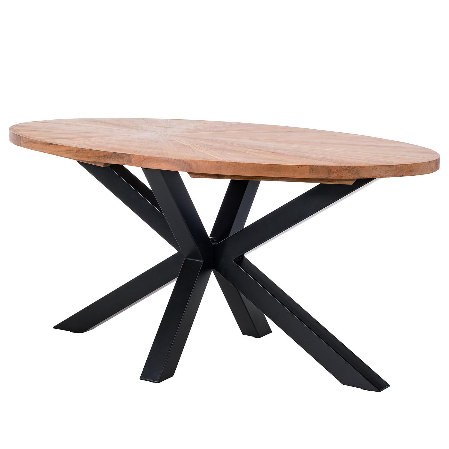 ESSTISCH mit Massivholzplatte - Akazie massiv / Eisen - Akazie Braun / Schwarz - Akaziefarben, Holz/Metall (90/160/76cm) - home24