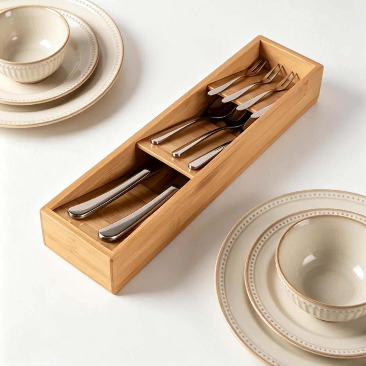 BESTECKAUFBEWAHRUNGSBOX, Holz, Braun, 38 x 9,5 x 4,7 cm, 2 Stück - Braun, Holz (9.5/4.7/38cm) - Authentics