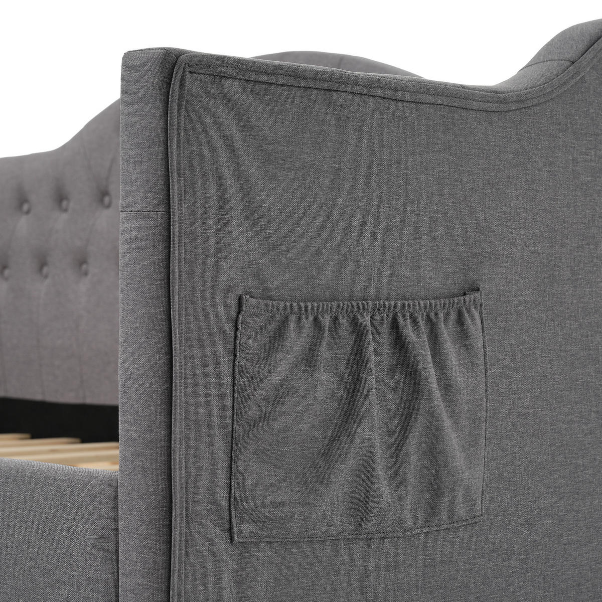 TAGESBETT 90/200 cm DE-00607, in Grau, USB-Anschluss und 2 Schubladen - Grau, Metall (90/200cm) - ComfortXL
