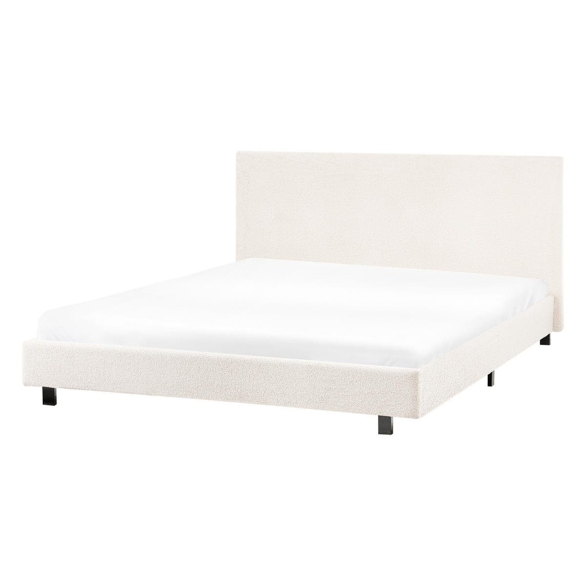 PAT cu somieră 140/200 cm bouclé alb crem Albi - crem, material textil (140/200cm) - Beliani