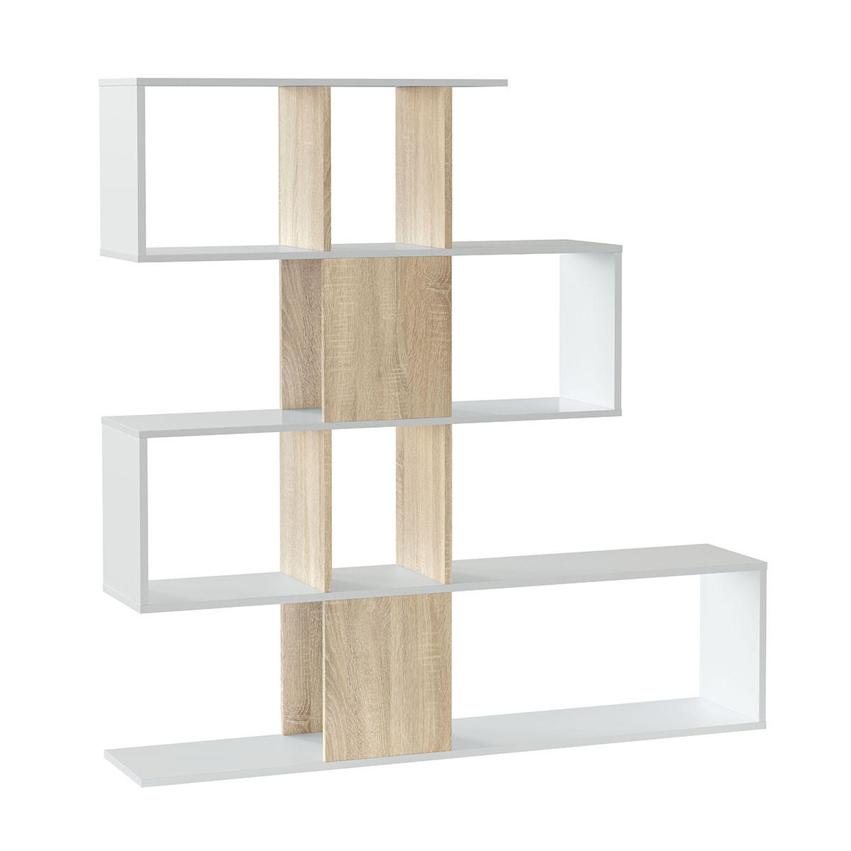 BÜCHERREGAL mit 4 Ebenen und 11 Aufbewahrungsfächern H145 cm - Eschefarben, Holzwerkstoff (28/145/11.2cm) - Calicosy