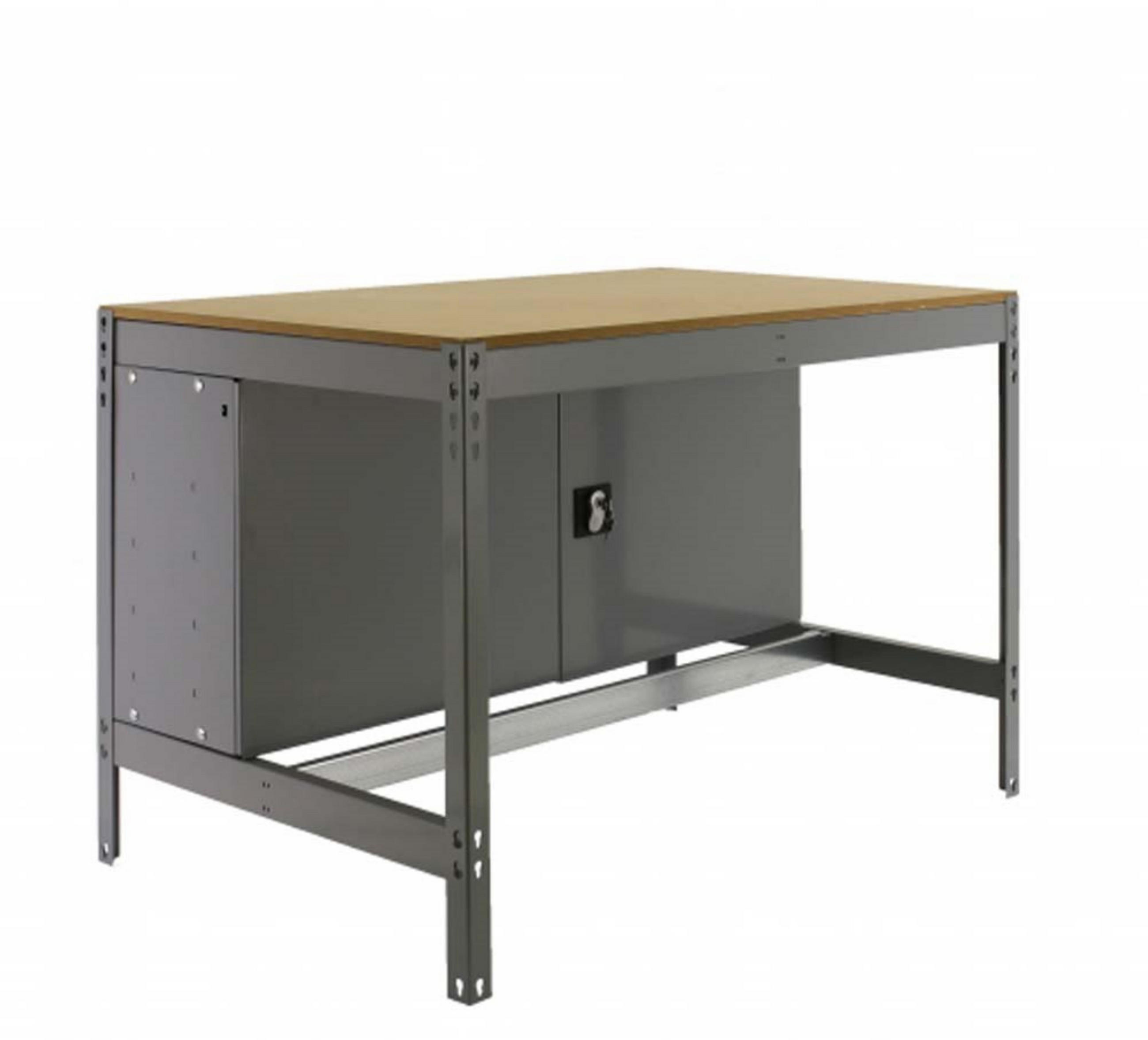 WERKBANK BUFFALO mit Schrank | HxBxT 84x90x61cm | Traglast 400kg | Grau - Grau, Metall (90/84/61cm) - PROREGAL