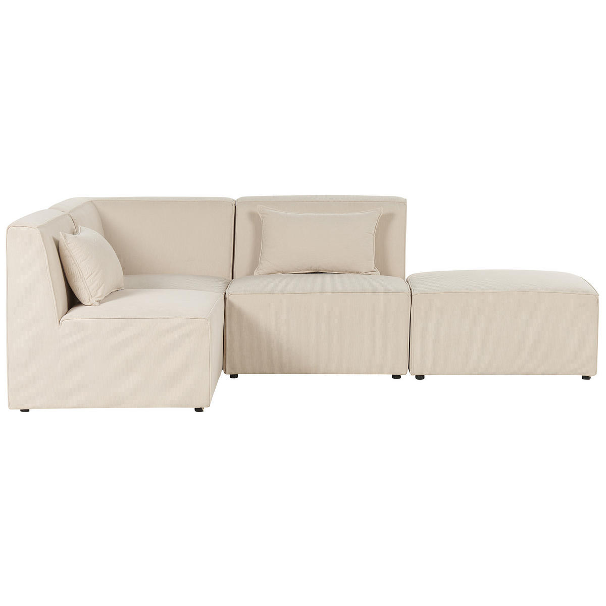 3-SITZER-ECKSOFA Cord hellbeige linksseitig mit Ottomane Lemvig - Beige, Textil (250/163cm) - Beliani