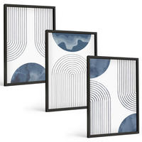 BILDER SET 3er Set - 40x60 cm Schwarzer Rahmen - Abstrakte blaue Muster - Schwarz, Kunststoff (40/60cm) - TULUP