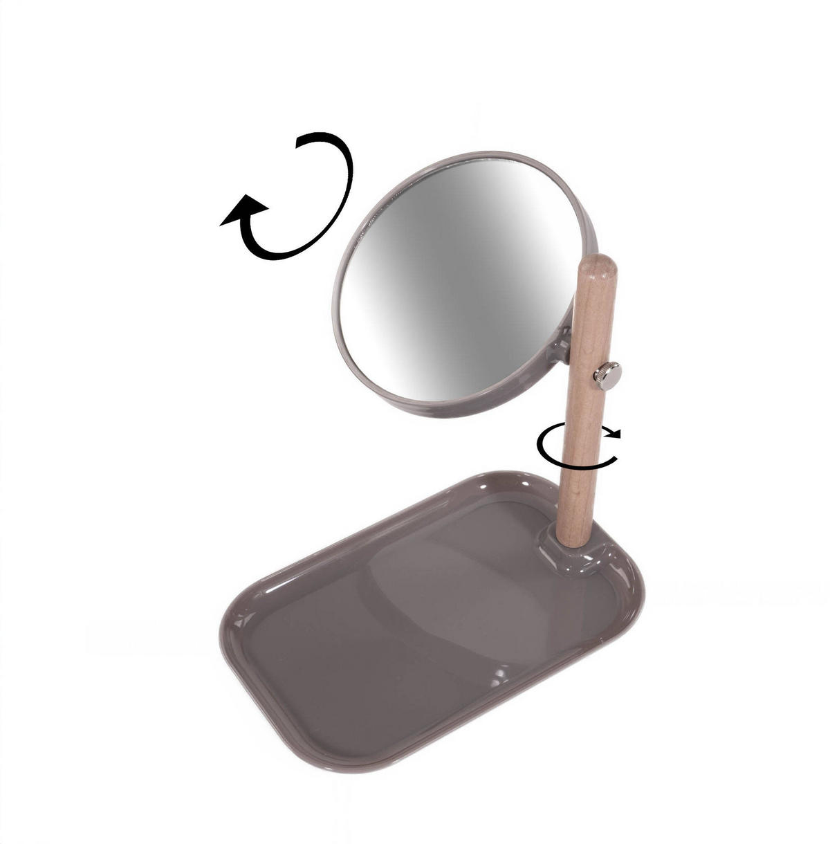 KOSMETIKSPIEGEL Metall - Grau, Glas (14/23/22.5cm)