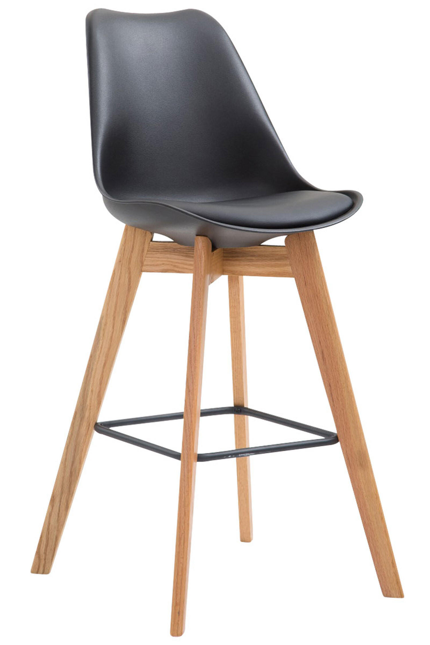 BARHOCKER Medoc, Gestell Natura, Kunstleder Schwarz - Schwarz/Naturfarben, Holz/Kunststoff (48/100/56cm) - TPFLiving