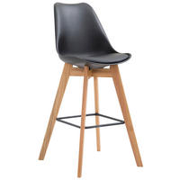 BARHOCKER Medoc, Gestell Natura, Kunstleder Schwarz - Schwarz/Naturfarben, Holz/Kunststoff (48/100/56cm) - TPFLiving
