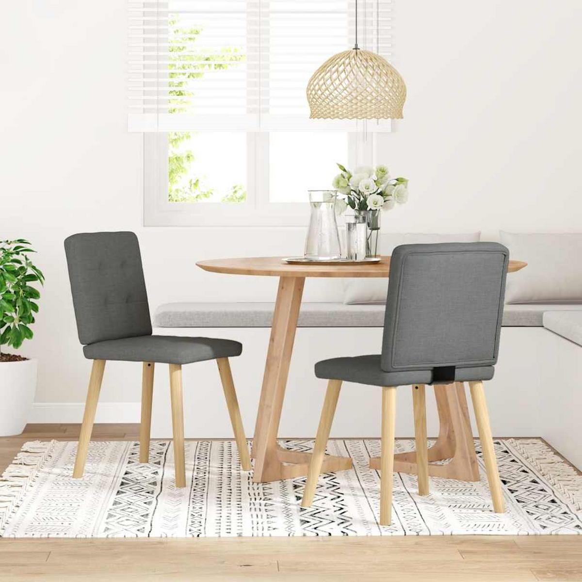 ESSZIMMERSTÜHLE 2 Stk. Dunkelgrau Stoff 45*54*86cm - Dunkelgrau, Metall (45/86/54cm) - ZMH
