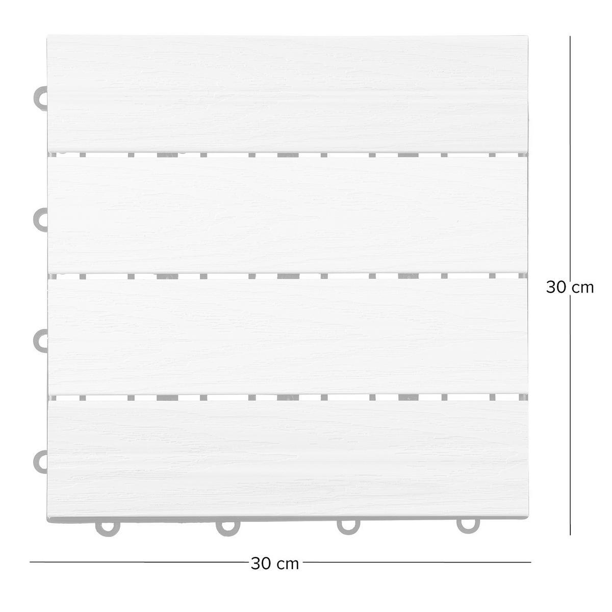 TERRASSENFLIESE - 11er-Set - Weiß, Kunststoff (30/30/2.4cm) - home24