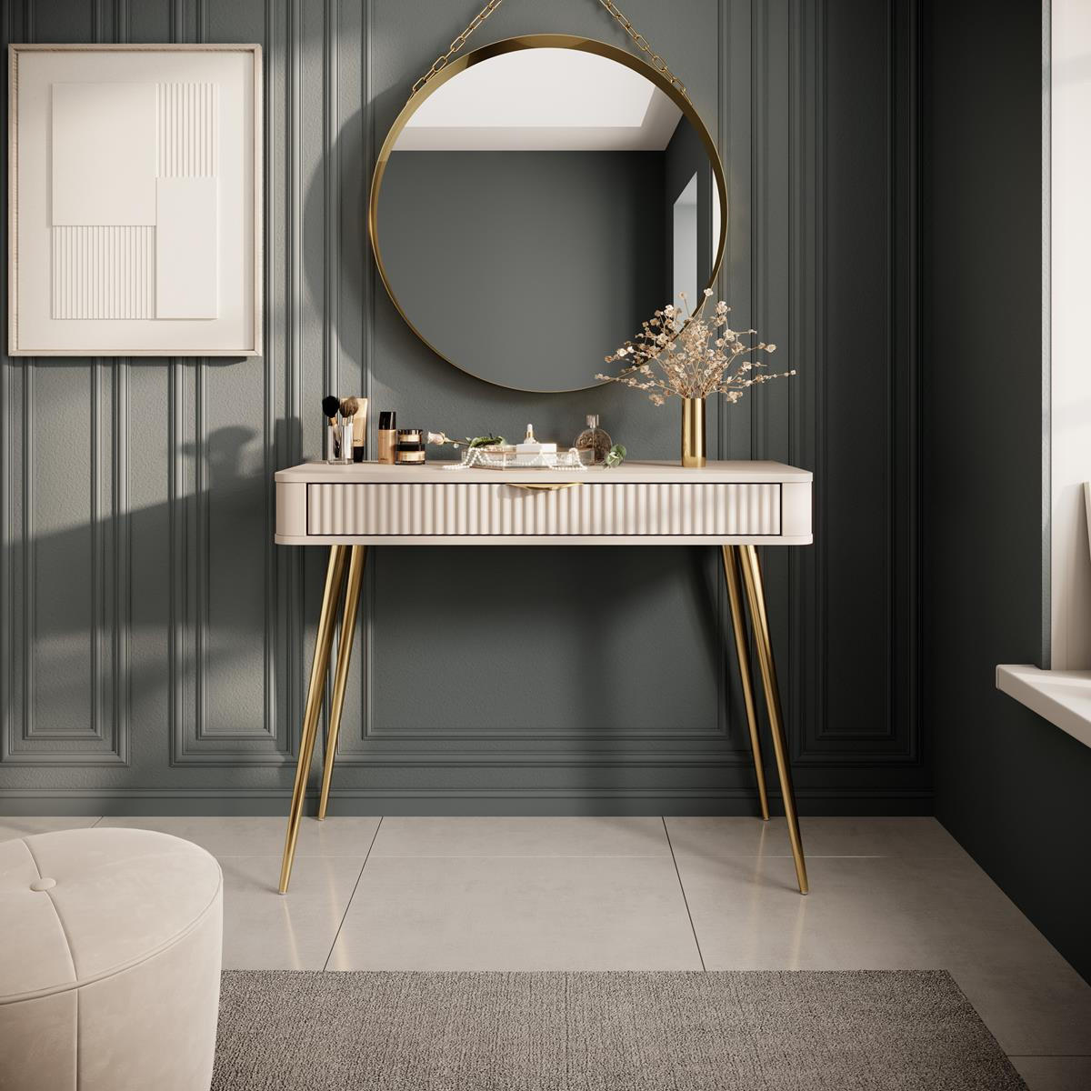 SCHMINKTISCH mit Schublade Beige BELLO - Beige, Holzwerkstoff (38/100.2/78cm) - Compleo24