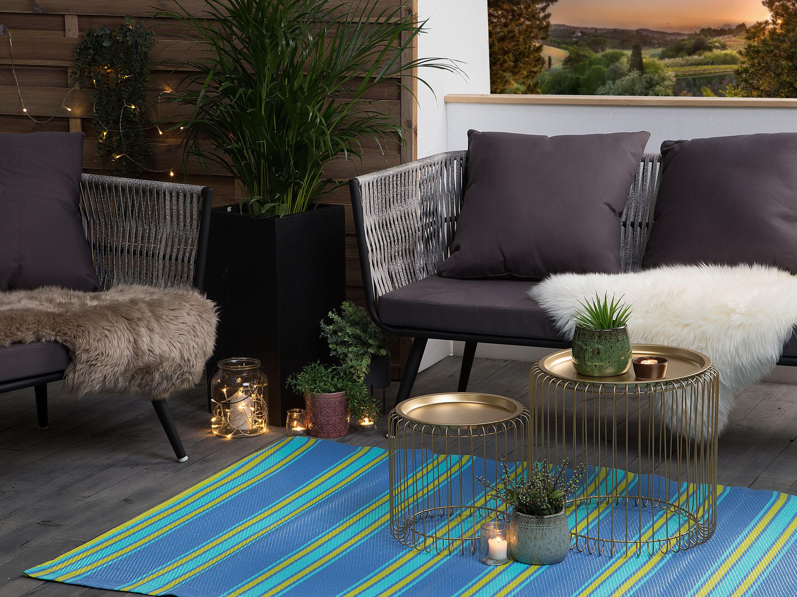 OUTDOOR-TEPPICH Alwar 180/120 cm - Blau, Kunststoff (120/180cm) - Beliani