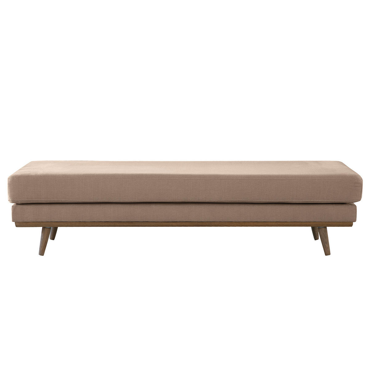 HOCKERBANK - Taupe/Eichefarben, Eichenholz/Textil (180/43/81cm) - home24